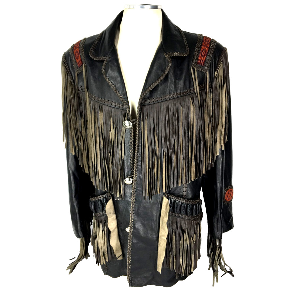 48R Scully Mens 100% Genuine Leather Ranch Western Hand Beaded 3 Button Jacket - Picture 6 of 16